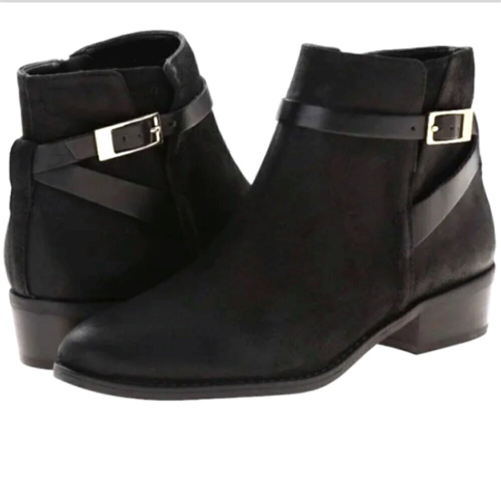 Franco Sarto Shandy Black Leather Booties/Ankle Boots Sz 7M‎ #261C